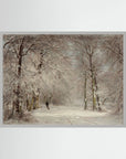 Vintage Snowy Woodland Art Print White Wood No border