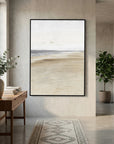 Neutral Coastal Landscape Canvas Wall Art | Serene Beach & Ocean Painting