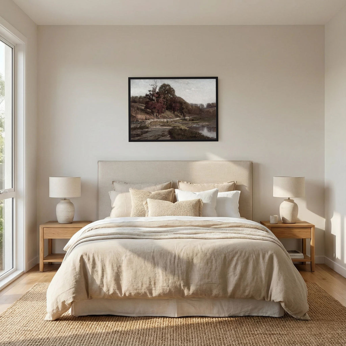 Warm Neutral Landscape Art Print | Serene Earth Tone Artwork for Modern Home