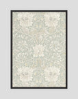 Pale Green Floral Wallpaper Pattern Vintage Wall Art Print Black Wood No border