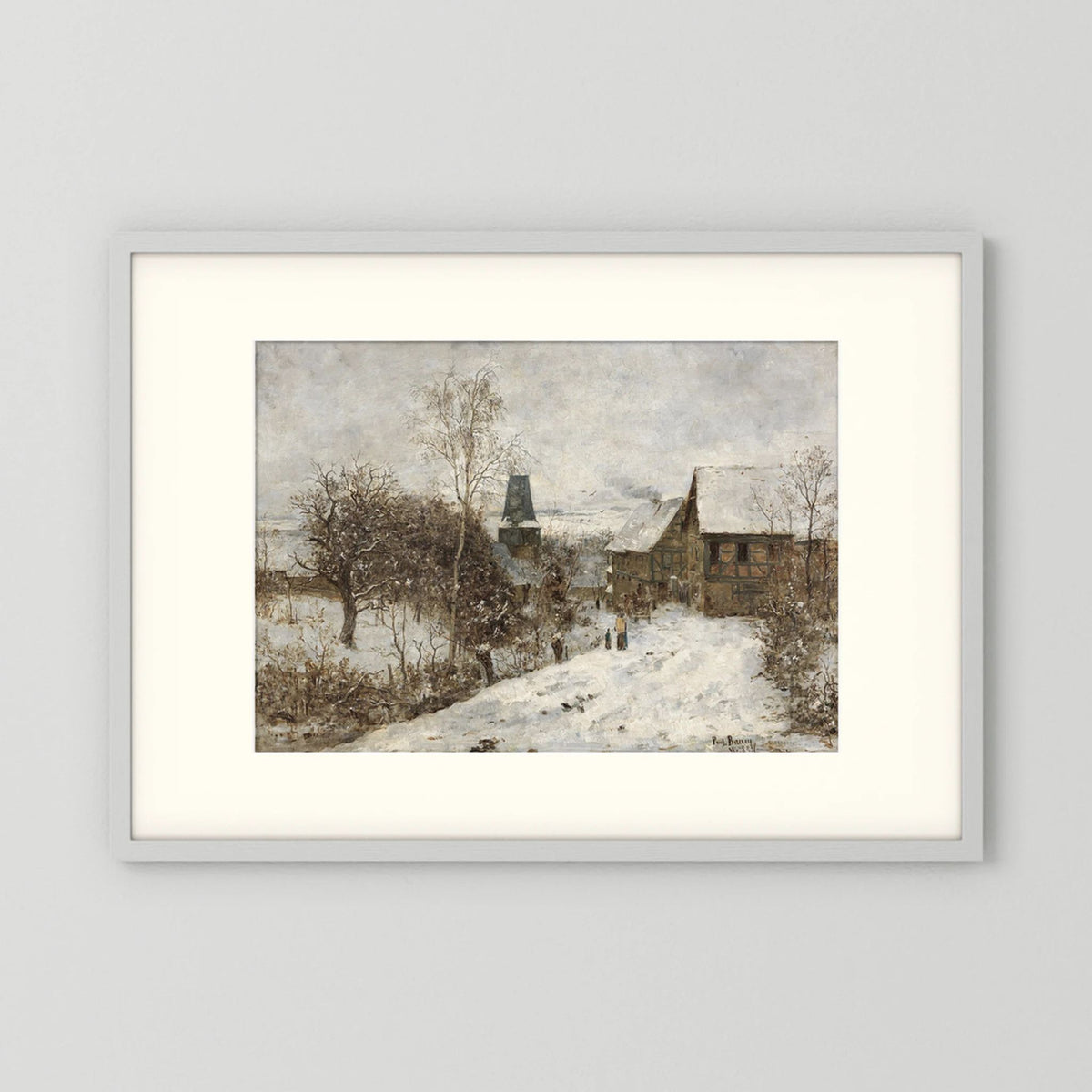 Vintage Snowy Village Art Print