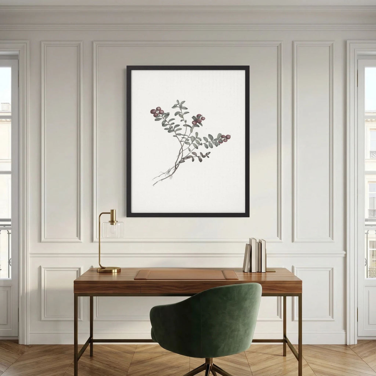 Red Berry Botanical Study Vintage Wall Art Print