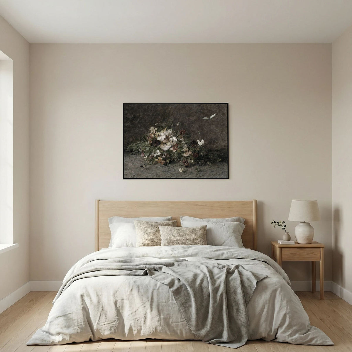 Moody Vintage Floral Canvas Wall Art | Dark Botanical Still Life Painting
