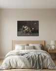 Moody Vintage Floral Canvas Wall Art | Dark Botanical Still Life Painting