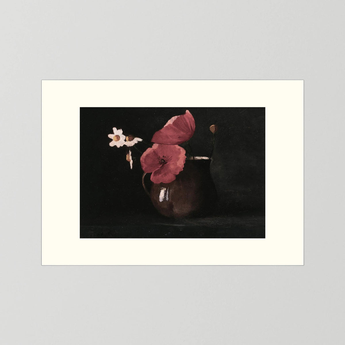 Vintage Red Poppy Still Life Art Print