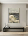 Moody Coastal Landscape Canvas Wall Art | Vintage Seaside & Sailboat Painting