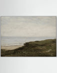 Neutral Coastal Landscape Canvas Wall Art | Vintage Seaside Nature Painting