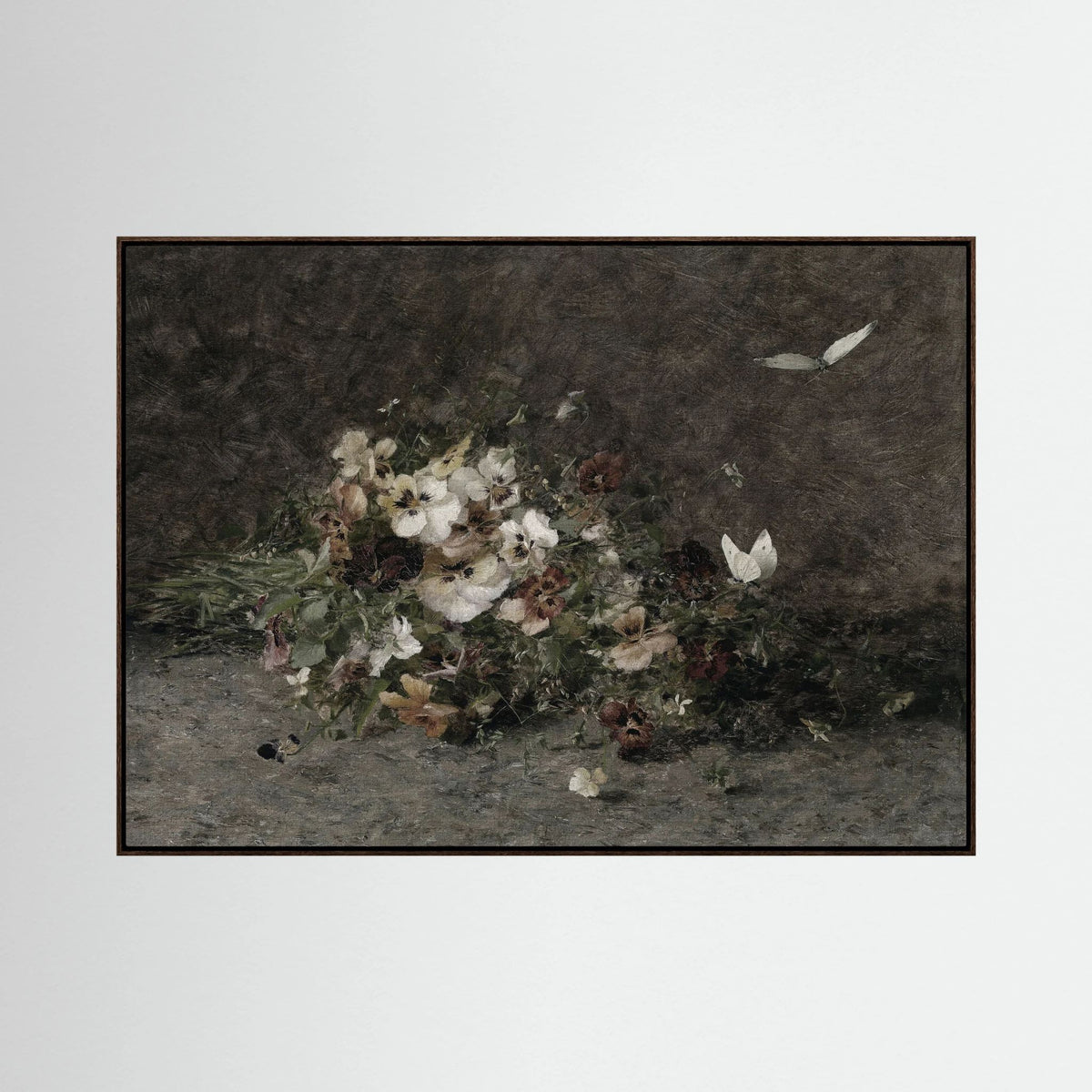 Moody Vintage Floral Canvas Wall Art | Dark Botanical Still Life Painting