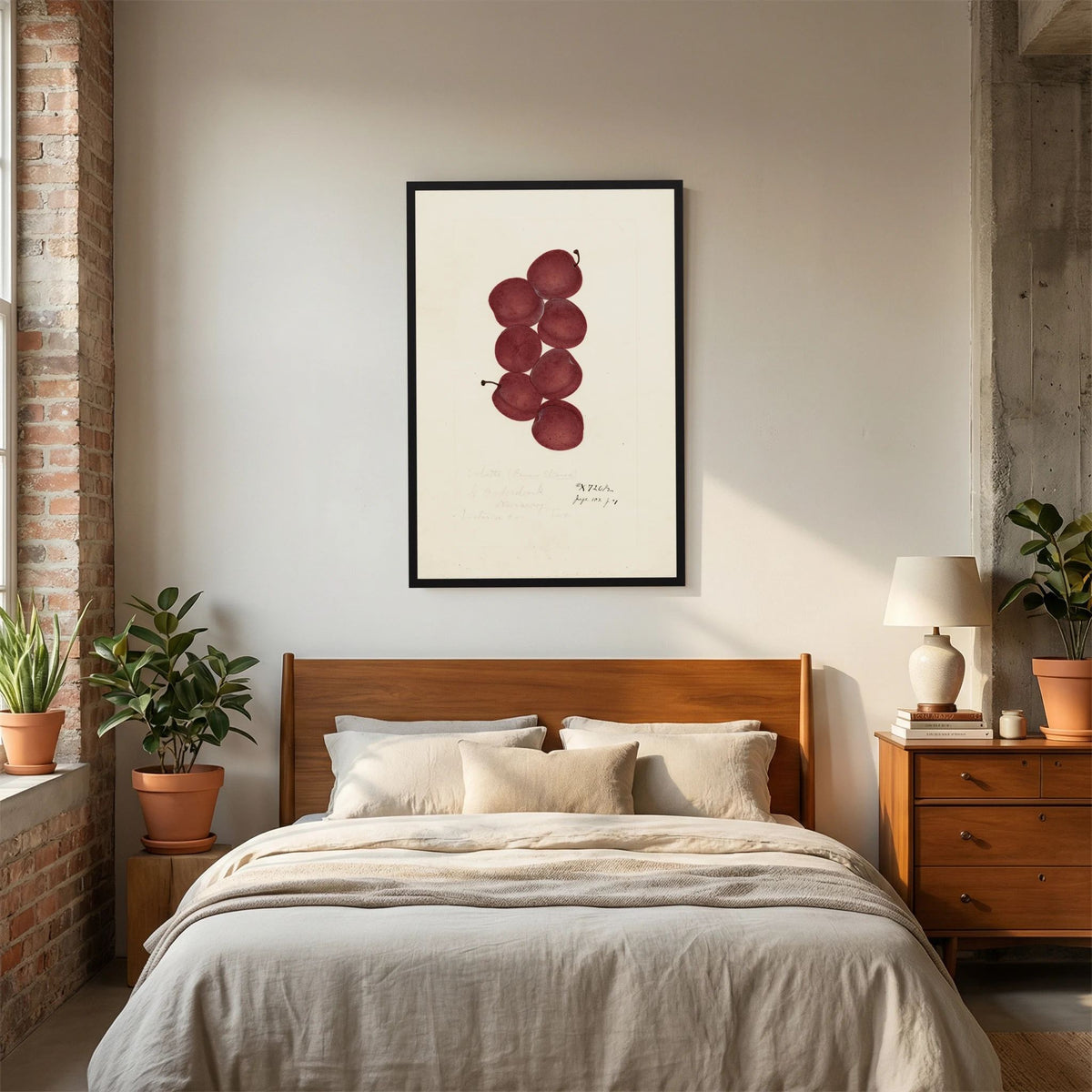Vintage Red Plum Botanical Art Print