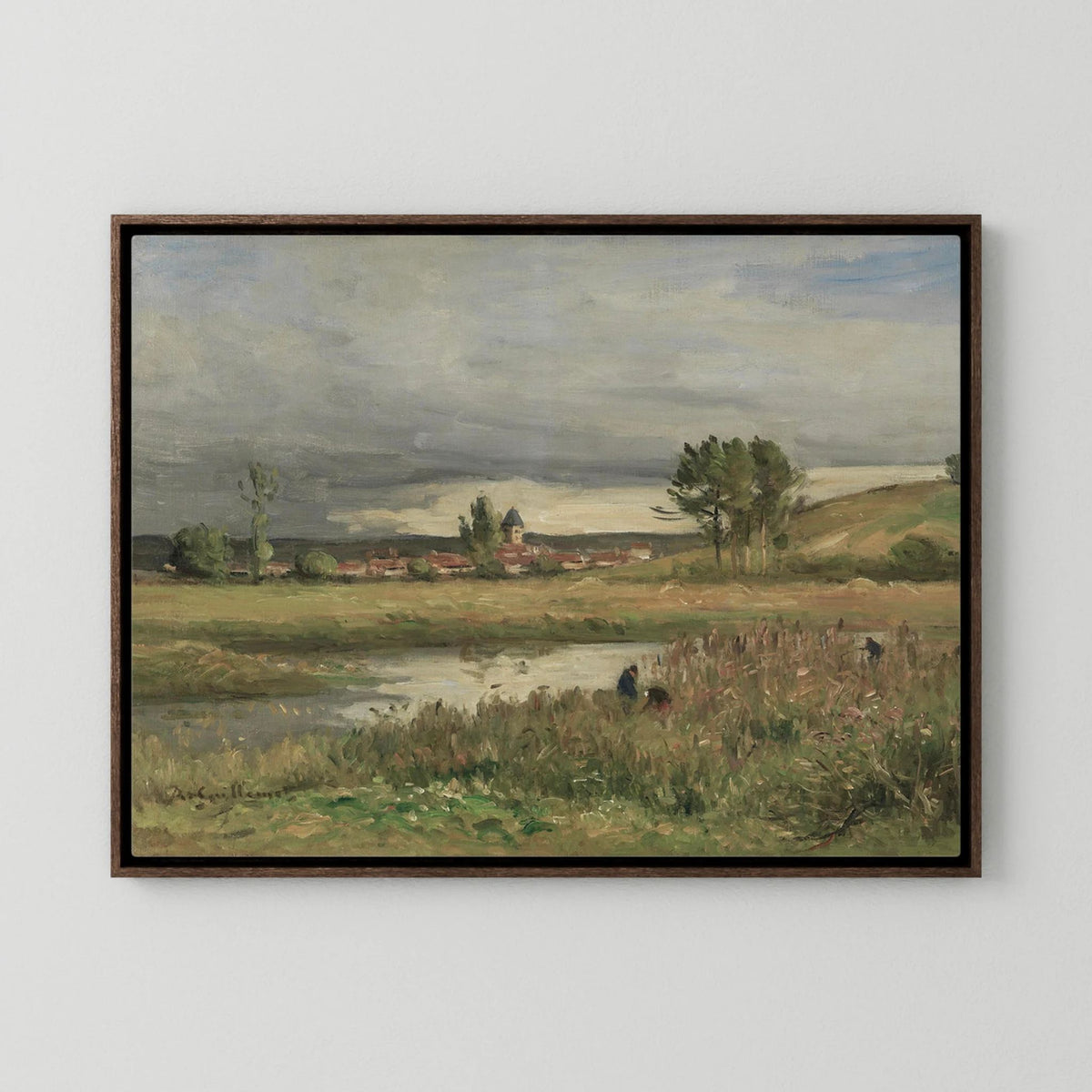 Vintage French Countryside Pond Landscape | Canvas