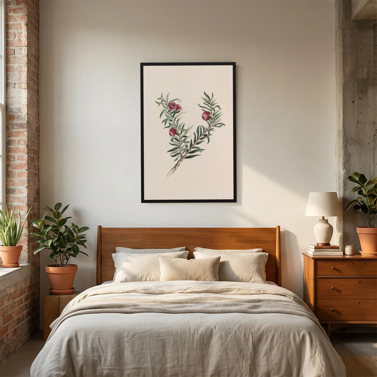 Vintage Red Berry Botanical Art Print