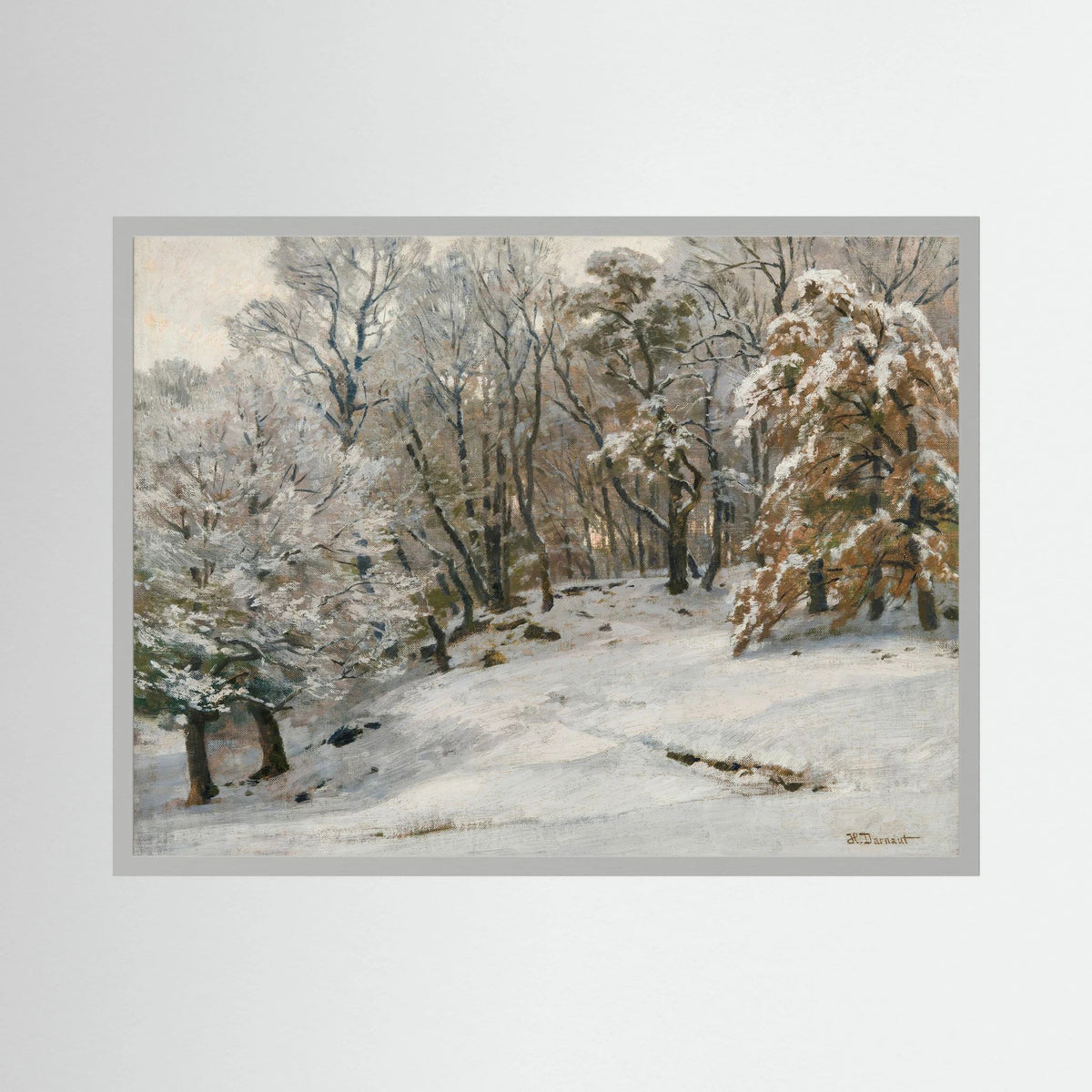 Vintage Snowy Forest Landscape Art Print