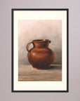Terracotta Pot Still Life Vintage Wall Art Print Black Wood Freja