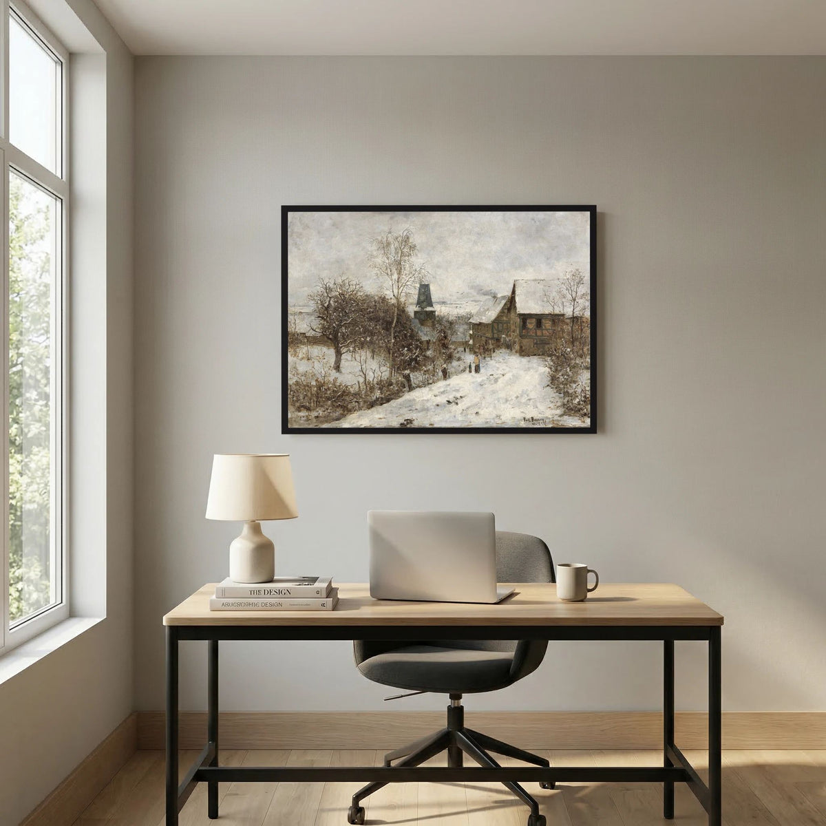 Vintage Snowy Village Art Print