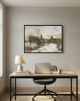 Vintage Snowy Village Art Print