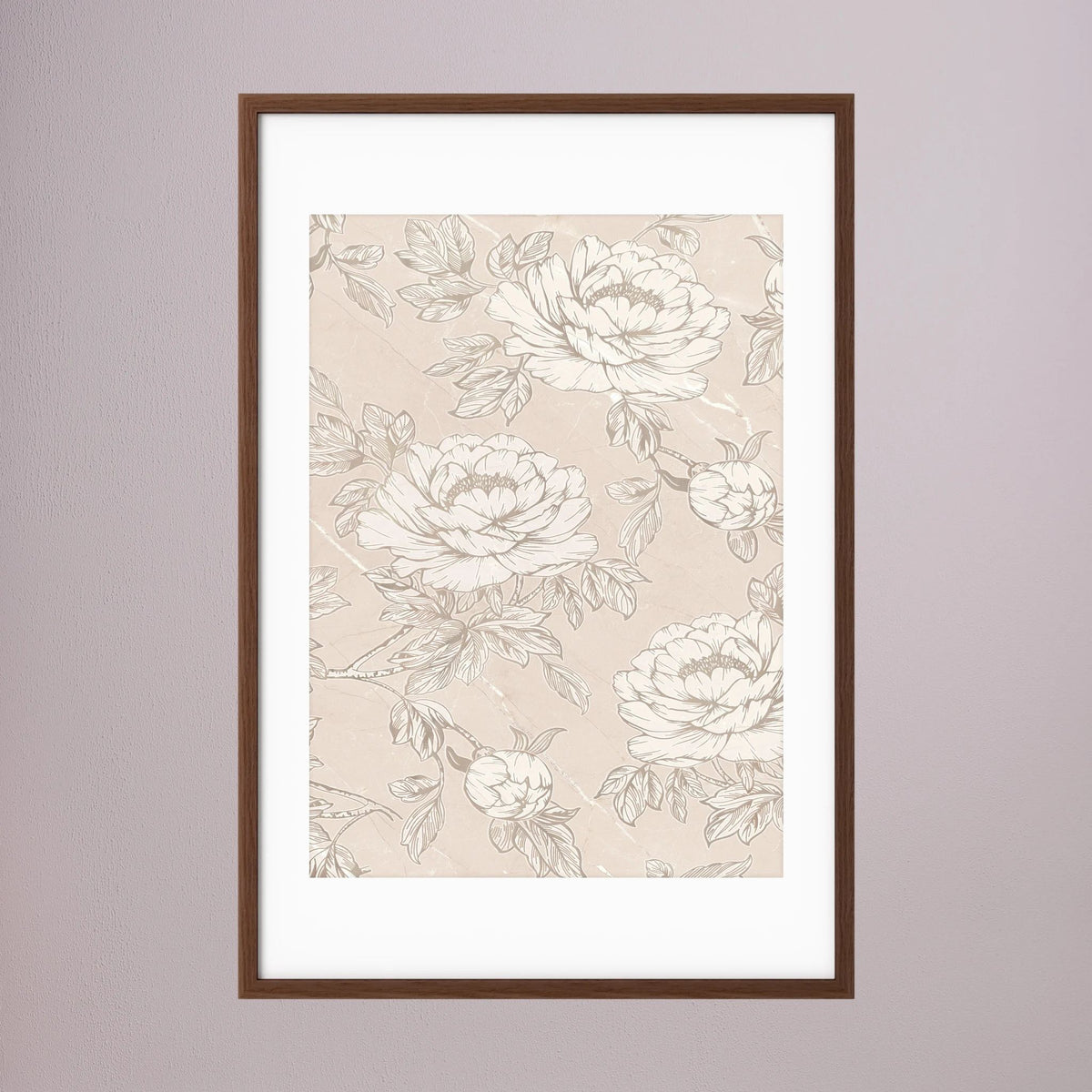 Blush Rose Wallpaper Pattern Vintage Wall Art Print Oak Dark White