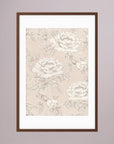 Blush Rose Wallpaper Pattern Vintage Wall Art Print Oak Dark White