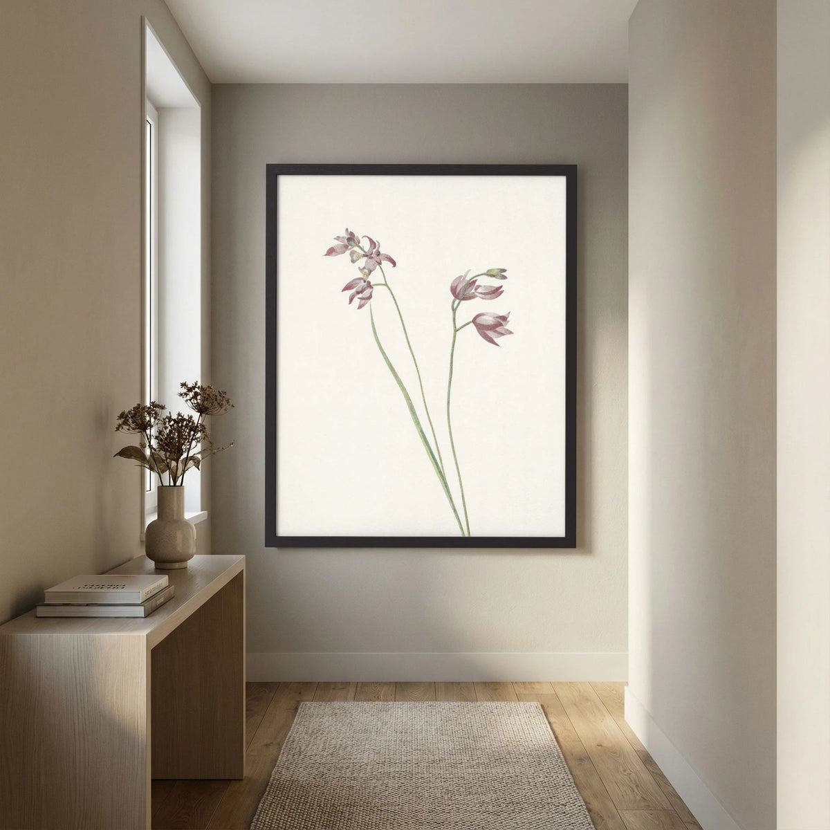 Pink Wildflower Botanical Study Vintage Wall Art Print