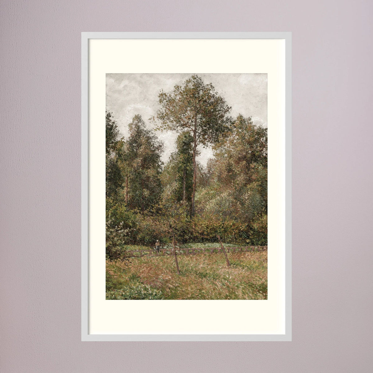 Woodland Landscape Vintage Wall Art Print White Wood Freja