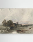 Neutral Creek Landscape Canvas Wall Art | Serene Countryside Nature Artwork No Frame