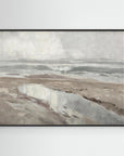 Large Coastal Water Canvas Painting | Beach Landscape Wall Art Black