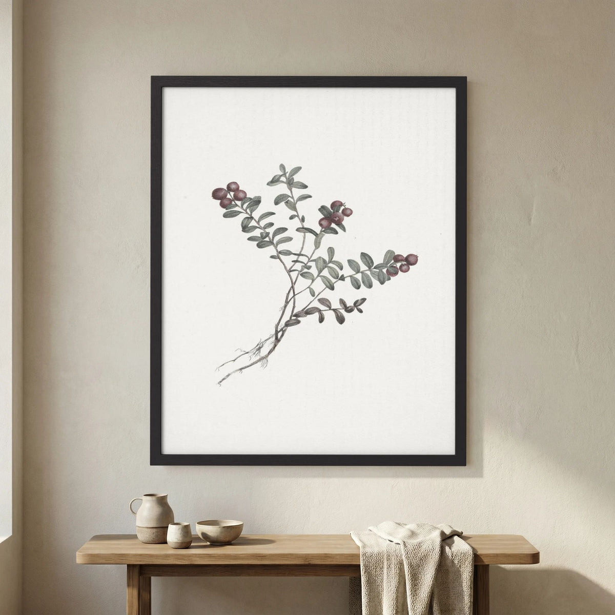 Red Berry Botanical Study Vintage Wall Art Print