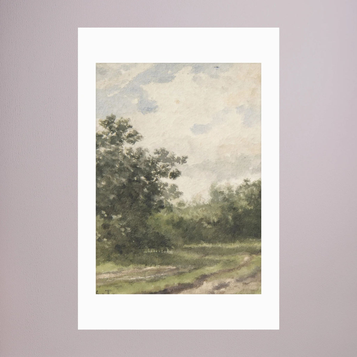 Misty Country Landscape Vintage Wall Art Print No Frame White