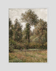 Woodland Landscape Vintage Wall Art Print White Wood No border