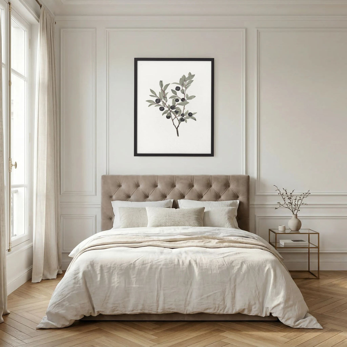 Olive Branch Botanical Study Vintage Wall Art Print