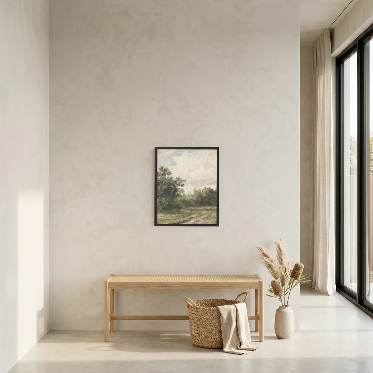 Misty Country Landscape Vintage Wall Art Print