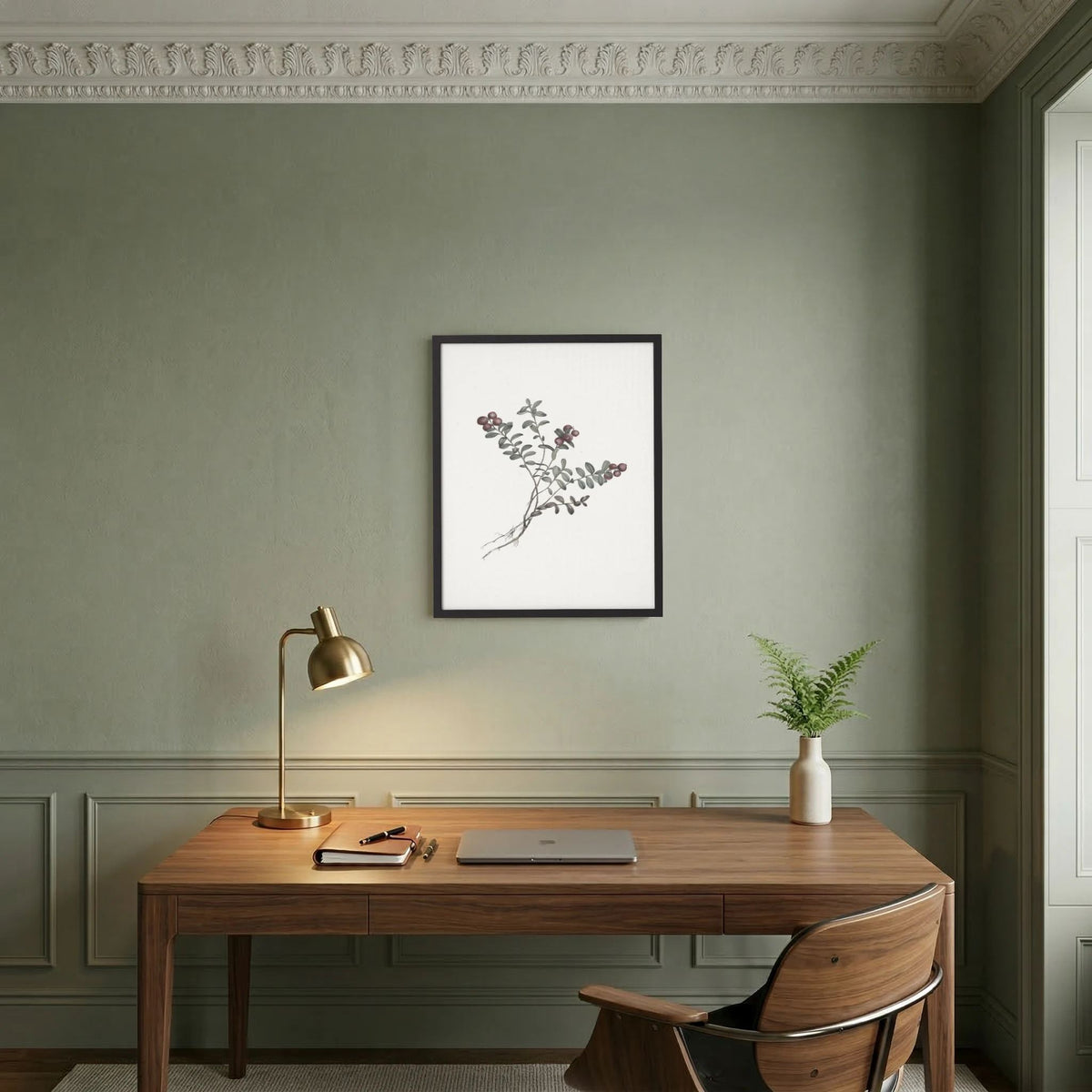 Red Berry Botanical Study Vintage Wall Art Print