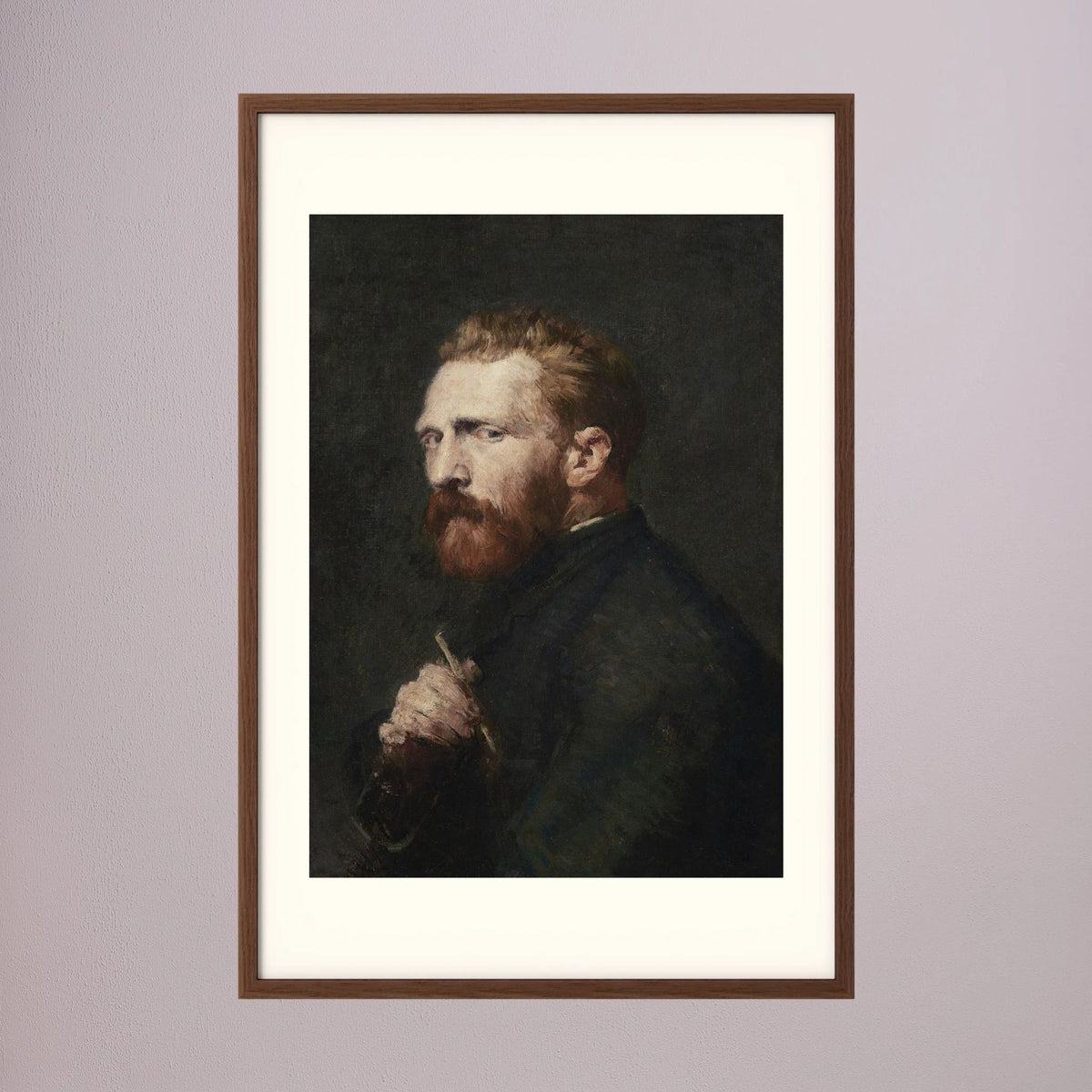 Moody Artist Portrait Vintage Wall Art Print Oak Dark Freja