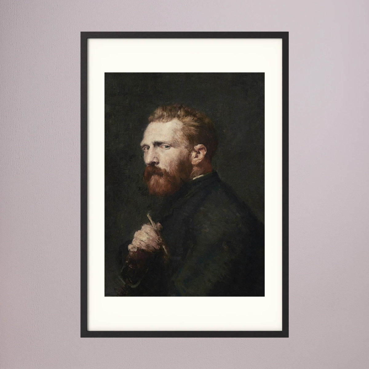 Moody Artist Portrait Vintage Wall Art Print Black Wood Freja