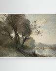 Vintage Riverside Landscape with Trees | Canvas