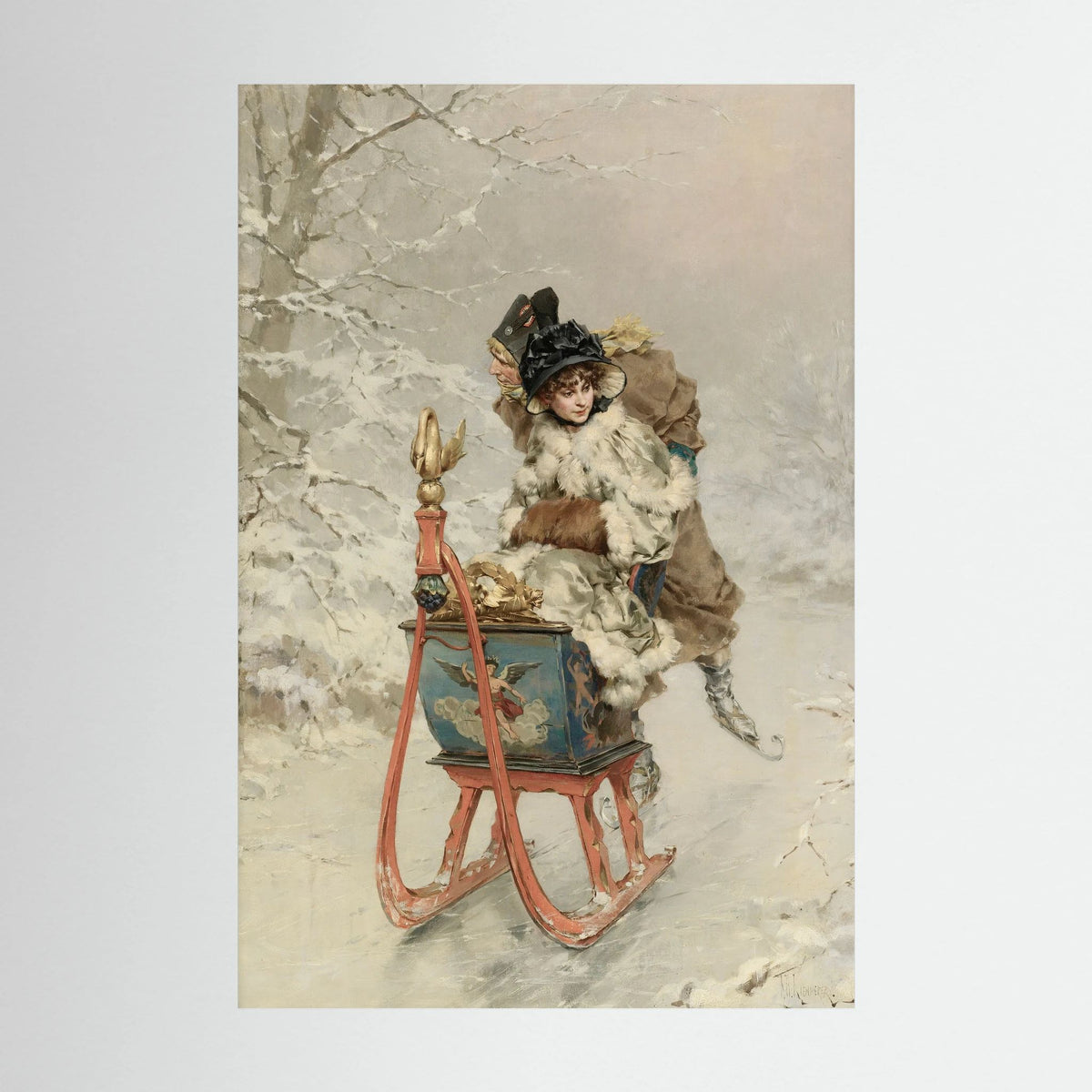 Vintage Winter Sleigh Art Print