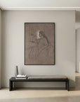 Vintage Woman Figure Sketch Canvas Wall Art | Neutral Figurative Drawing