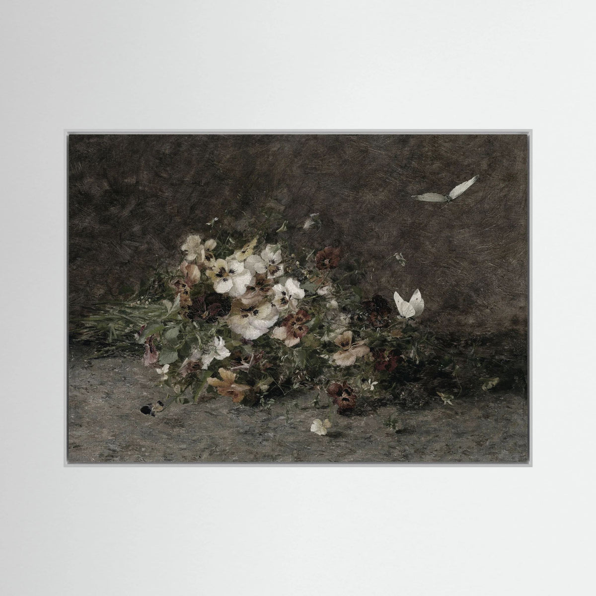Moody Vintage Floral Canvas Wall Art | Dark Botanical Still Life Painting