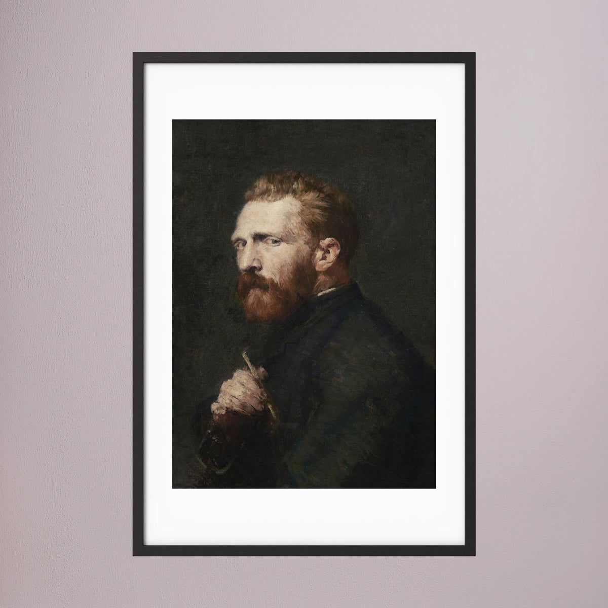 Moody Artist Portrait Vintage Wall Art Print Black Wood White