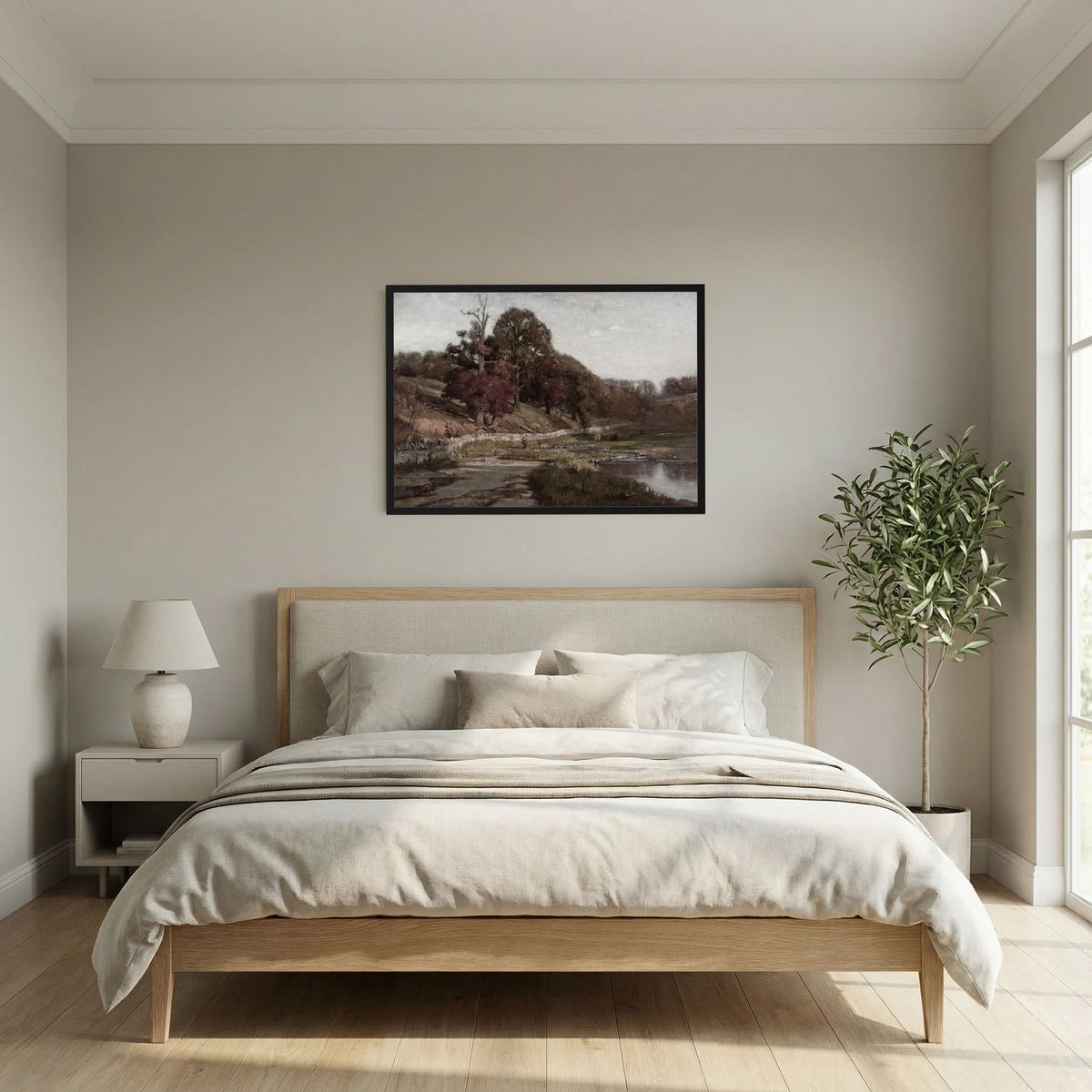 Warm Neutral Landscape Art Print | Serene Earth Tone Artwork for Modern Home