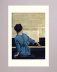 Woman in Blue at the Piano Vintage Wall Art Print No Frame Freja