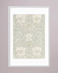 Pale Green Floral Wallpaper Pattern Vintage Wall Art Print White Wood White