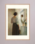 Woman at the Window Vintage Wall Art Print Oak Nature Freja