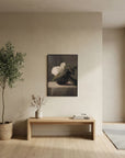 Vintage White Floral Canvas Wall Art | Moody Botanical Still Life Painting