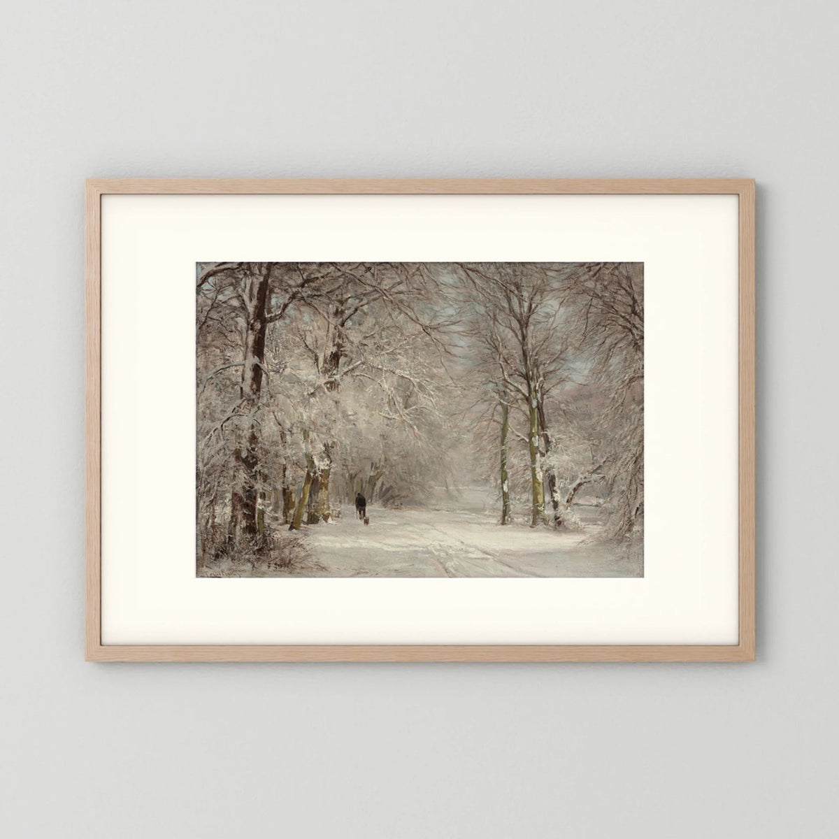 Vintage Snowy Woodland Art Print Oak Nature Freja