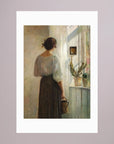 Woman at the Window Vintage Wall Art Print No Frame White