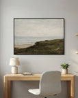 Neutral Coastal Landscape Canvas Wall Art | Vintage Seaside Nature Painting