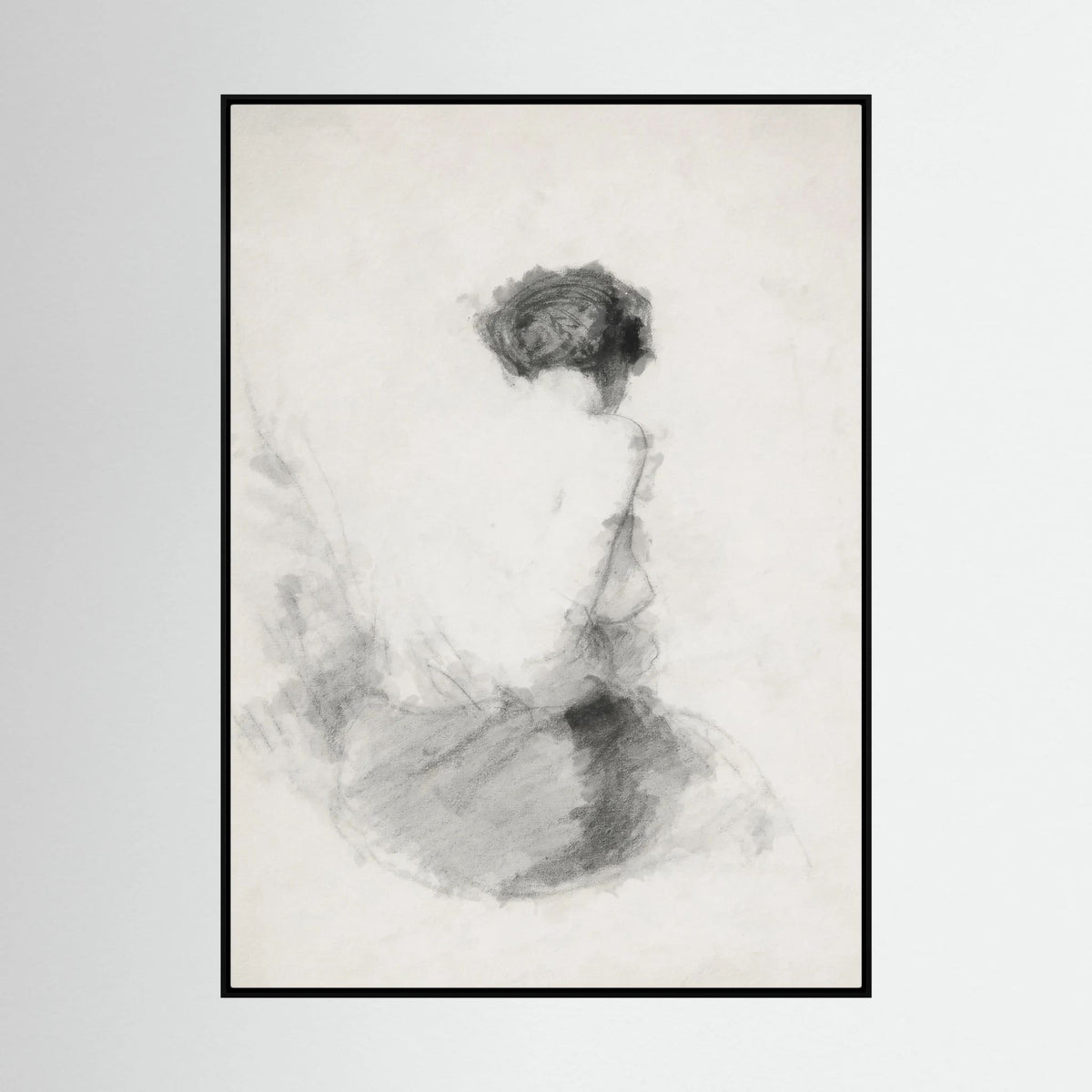 Neutral Woman Figure Canvas Wall Art | Minimalist Vintage Figurative Sketch