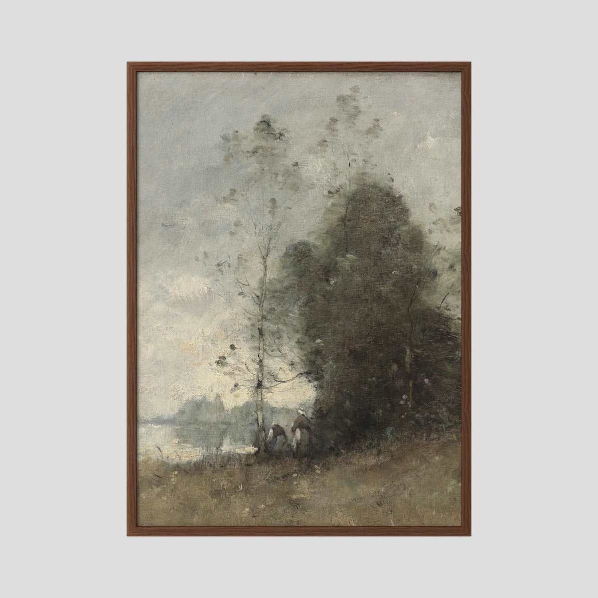 Atmospheric Tree Landscape Vintage Wall Art Print Oak Dark No border