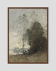 Atmospheric Tree Landscape Vintage Wall Art Print Oak Dark No border