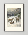 Vintage Deer in Snow Art Print